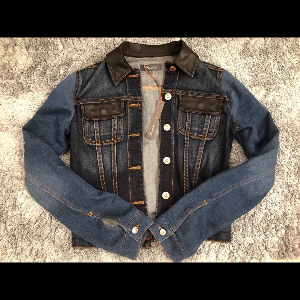 NWT Anthropologie Jean jacket vegan leather